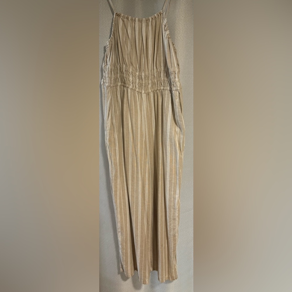 Old Navy Beige and White Striped Romper